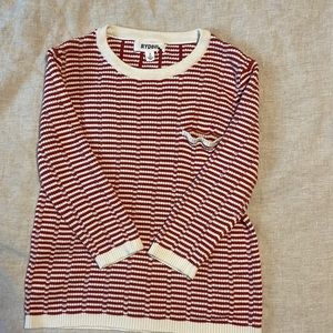 RYDER unique cream and rust stripe sweater size small